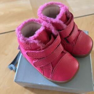 UGG Pink Fuzzy Boots with Velcro Straps